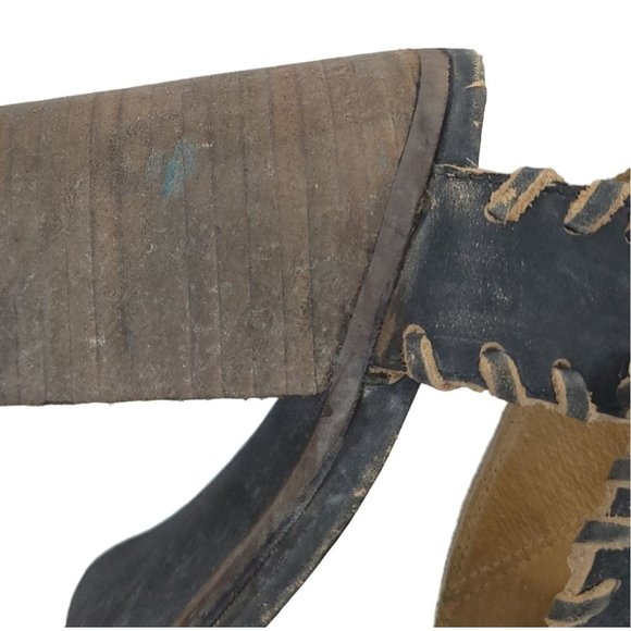 Farylrobin Loki Full Leather Chunky Heel Sandal Womens Size 8.5 Gray Black - Picture 4 of 12